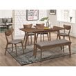 Alfredo Upholstered Dining Bench Grey and Natural Walnut