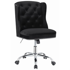 coaster velvet tufted swivel adjustable office chair in black