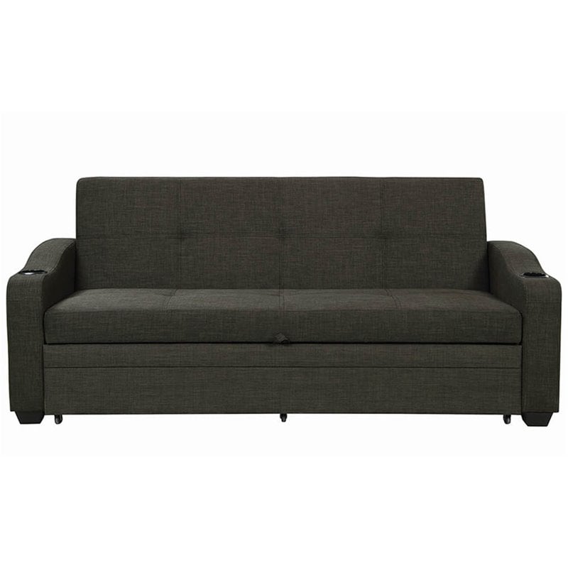 Coaster Miller Tufted Sleeper Sofa in Charcoal Gray and Black Cymax