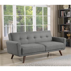 coaster hilda tufted sleeper sofa in gray and walnut
