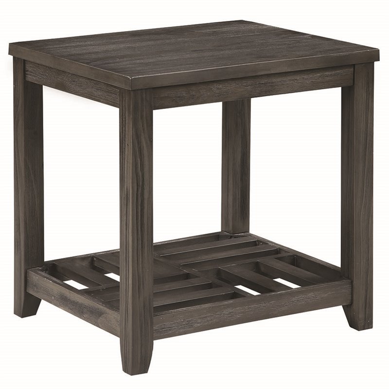 Coaster Rectangular End Table with Lower Shelf in Gray Cymax Business