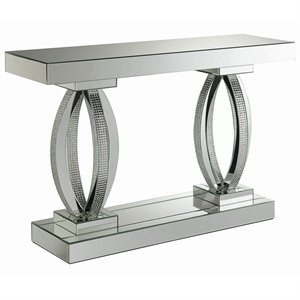 coaster avonlea mirrored accent console table in silver