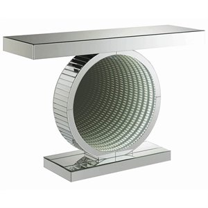 coaster mirrored accent console table in silver