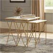 Coaster 2 Piece Marble Top Nesting Accent Table Set in White and Gold