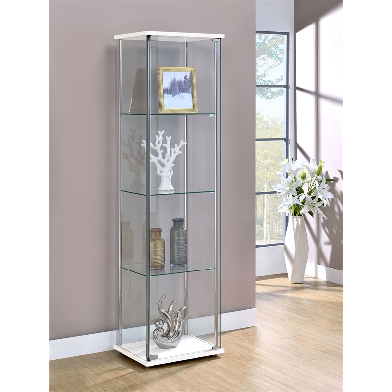 Coaster Bellatrix 3-shelf Clear Glass Curio Cabinet in White
