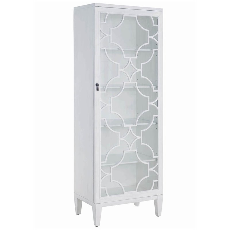 Coaster Curio Cabinet In Antique White And Bronze 950832