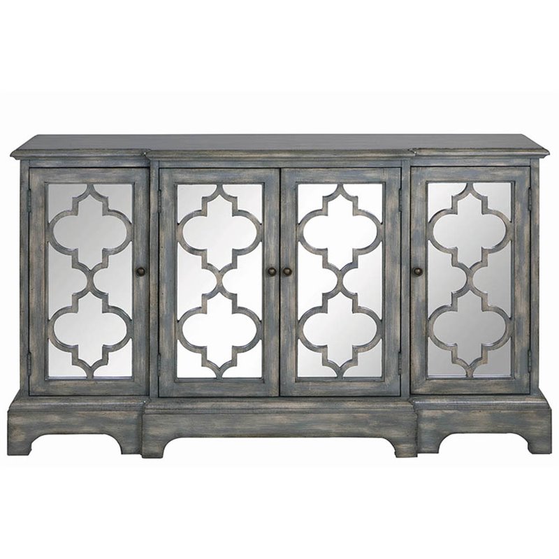 Coaster Traditional Wood 4-Door Mirrored Accent Cabinet in