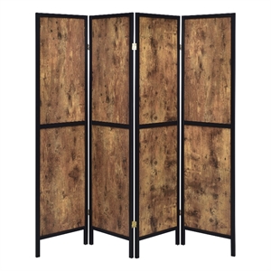 Coaster Farmhouse Wood Four Panels Room Divider with Clean Lines in Nutmeg