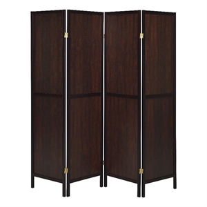 Coaster Modern Wood Four Panels Room Divider with Clean Lines in Tobacco