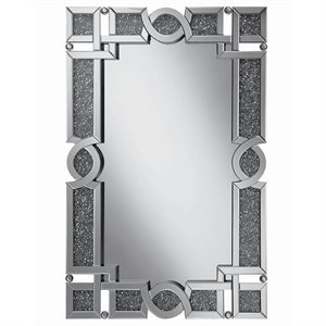 Coaster Jackie Glass Interlocking Wall Mirror Iridescent Panels and Beads Silver