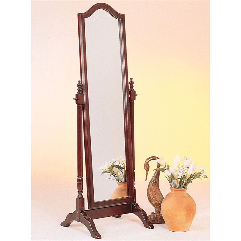 Coaster Rectangular Wood Cheval Mirror with Arched Top in Merlot