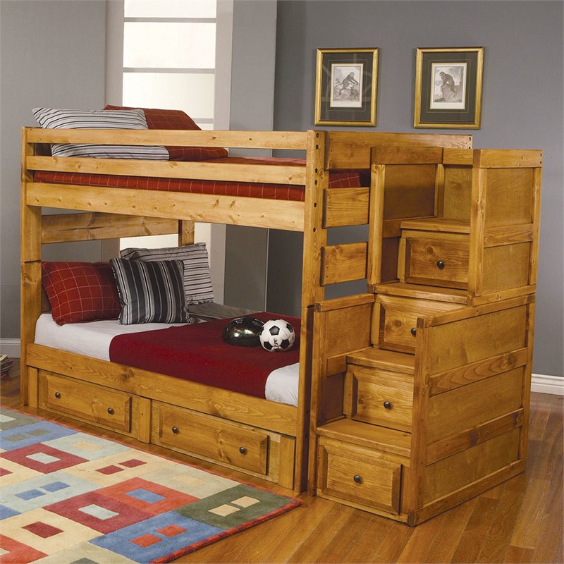 Coaster Wrangle Hill Full Over Full Wood Bunk Bed in Amber Wash  460096