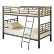 Coaster Fairfax Twin Over Twin Metal Bunk Bed with Ladder in Light Gray