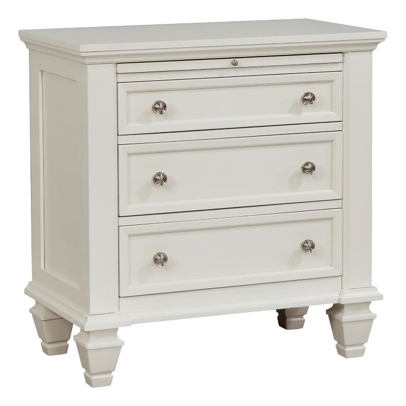 Sandy Beach 3-drawer Nightstand Cream White