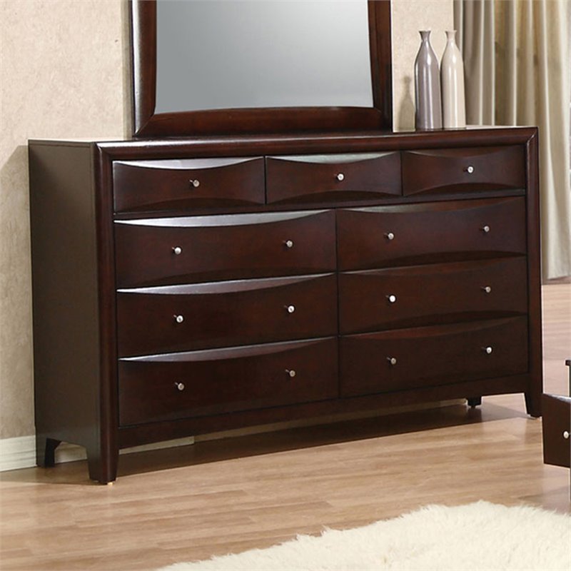 Coaster Phoenix Transitional 9-Drawer Wood Dresser in Cappuccino