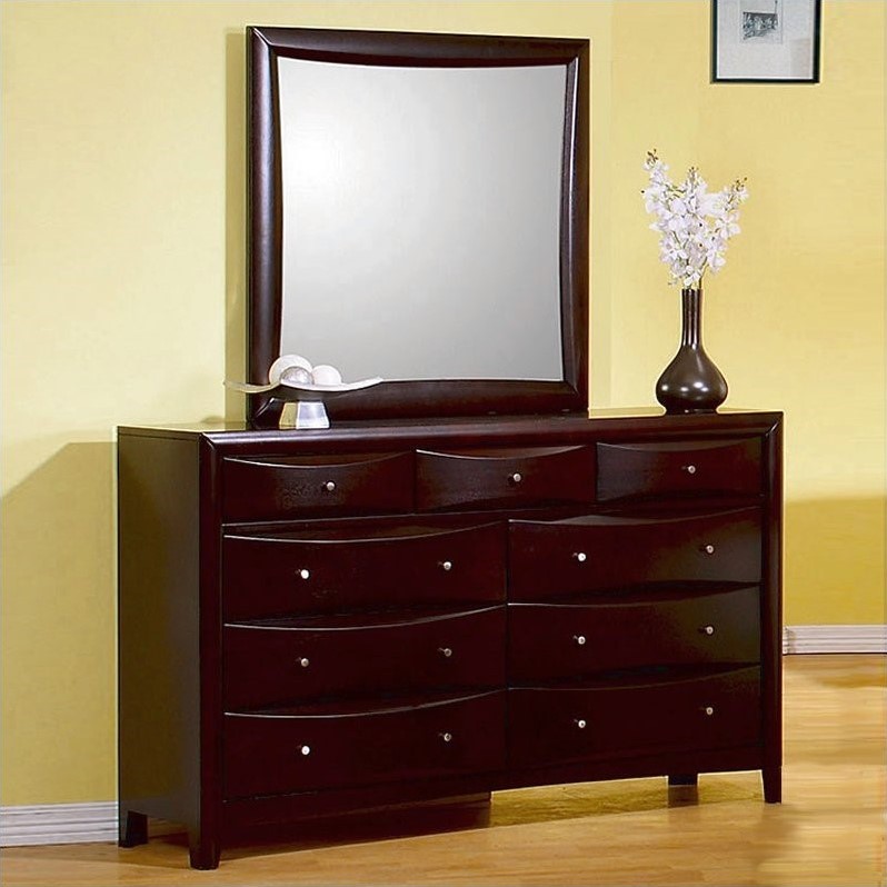 Coaster Six Drawer Dresser And Mirror Set In Rich Cappuccino