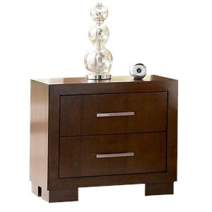 coaster jessica 2 drawer nightstand in cappuccino and silver