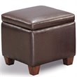 Coaster Faux Leather Cube Shaped Storage Ottoman in Dark Brown