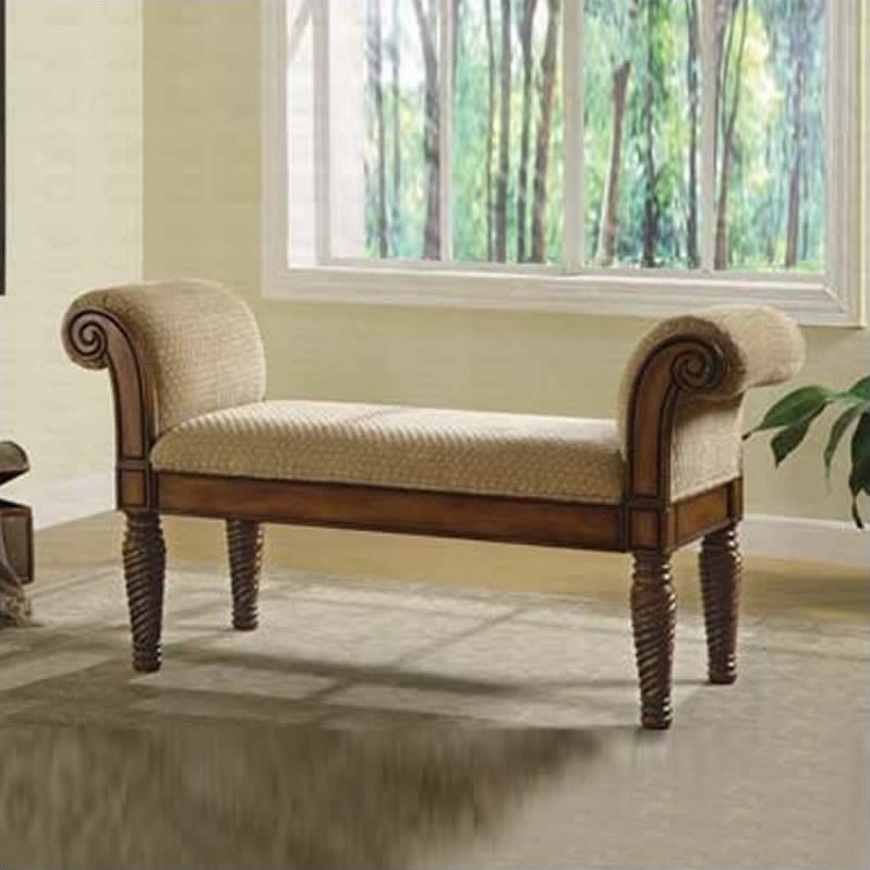 Coaster Upholstered Bench with Rolled Arms - 100224