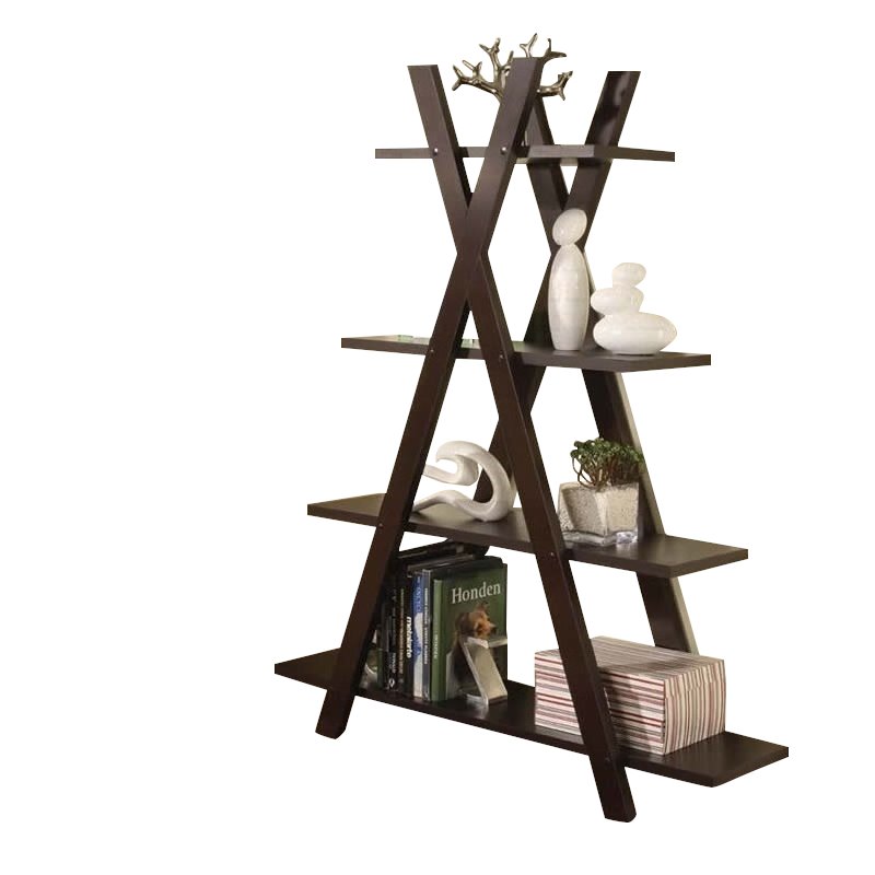 Coaster 4 Shelf X Shape Bookcase in Cappuccino Cymax Business