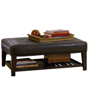 coaster faux leather coffee table ottoman in brown and cappuccino