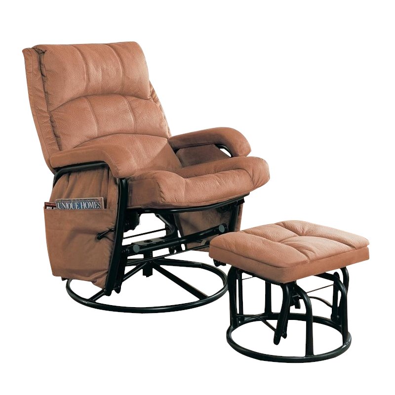 Coaster Glider Recliner And Ottoman In, Black Leather Rocking Chair With Ottoman