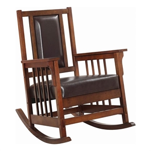 Coaster Ida Wood Upholstered Rocking Chair Tobacco and Dark Brown