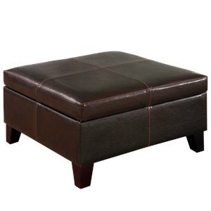 coaster faux leather square coffee table ottoman in dark brown