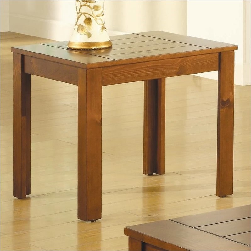 Coaster Casual 3 Piece Occasional Table Set in Warm Pine 700570