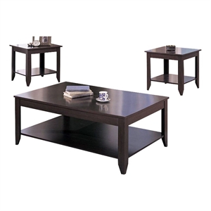 Coaster Brooks 3-Piece Wood Coffee Table Set with Lower Shelf Cappuccino