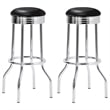 Retro Upholstered Metal Swivel Bar Stool Black