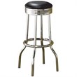 Coaster Contemporary Round Faux Leather Bar Stool in Black