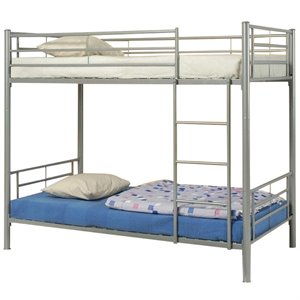 coaster denley metal bunk bed in silver finish
