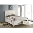 Sandy Beach Wood Queen Storage Panel Bed Cream White
