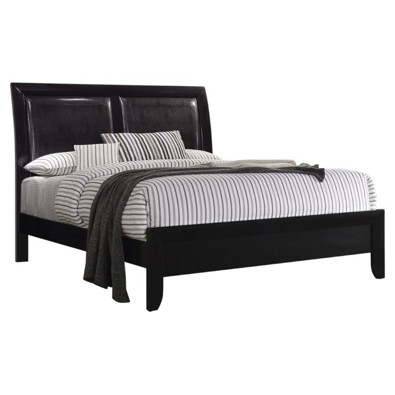 Coaster Briana Wood Queen Bed with Upholstered Headboard in Black