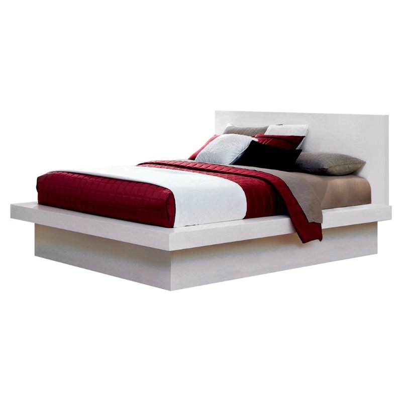 Jessica Wood Queen LED Panel Bed Snow White