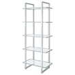 Hartford 79-inch 5-shelf Glass Bookshelf Chrome
