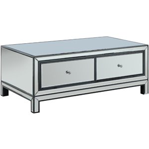 coaster 2 drawer rectangular coffee table in black titanium and silver