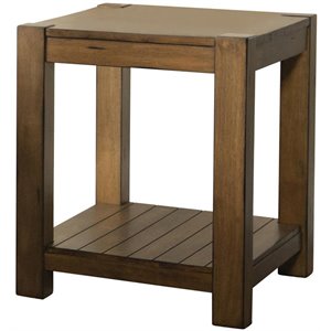 coaster rectangular end table with lower shelf in rustic brown