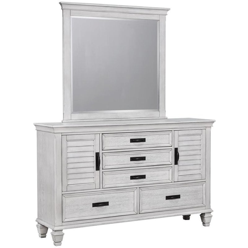 Franco 5-drawer Dresser Distressed White