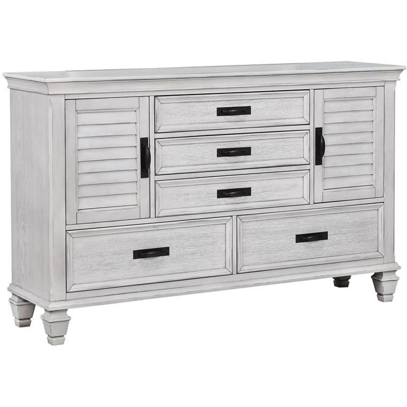 Coaster Franco 5 Drawer Double Dresser with Panel Doors in Antique