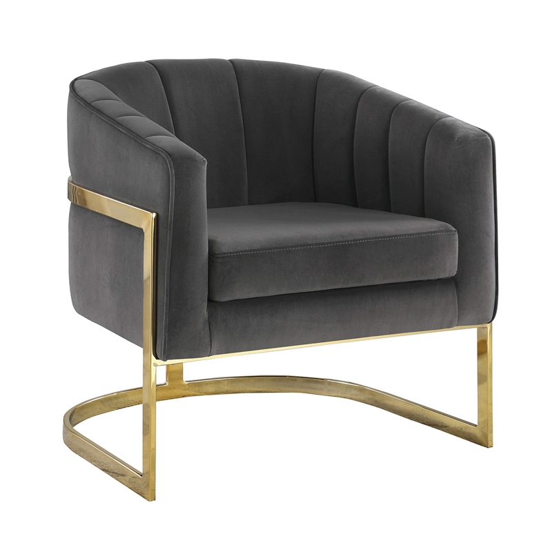 Alamor Upholstered Barrel Back Accent Chair Dark Grey