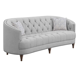 coaster avonlea transitional sloped arm upholstered fabric sofa in gray