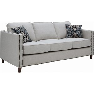 coaster coltrane transitional upholstered sofa with nailhead trim in putty