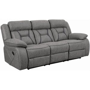 coaster higgins contemporary pillow top arm upholstered motion sofa in gray