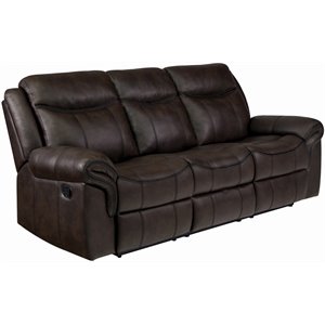 coaster sawyer transitional pillow top arm motion sofa in cocoa