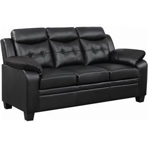 coaster finley transitional tufted upholstered sofa in black