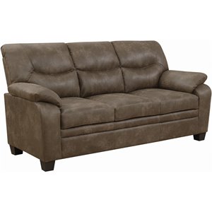 coaster meagan transitional pillow top arm upholstered sofa in brown