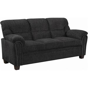 coaster clemintine transitional upholstered sofa with nailhead trim in graphite