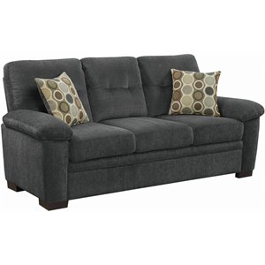 coaster fairbairn transitional upholstered sofa in charcoal